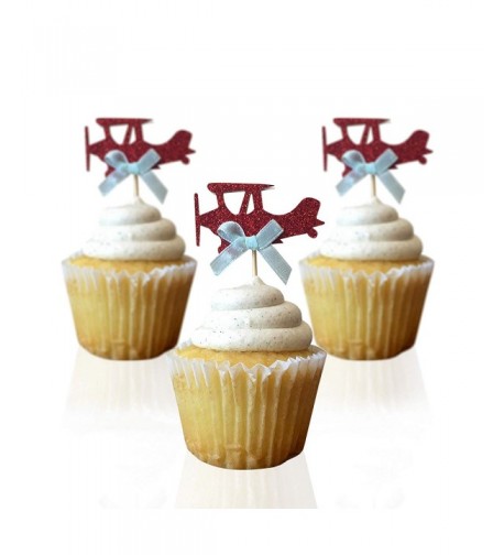Airplane cupcake toppers decorations anniversary