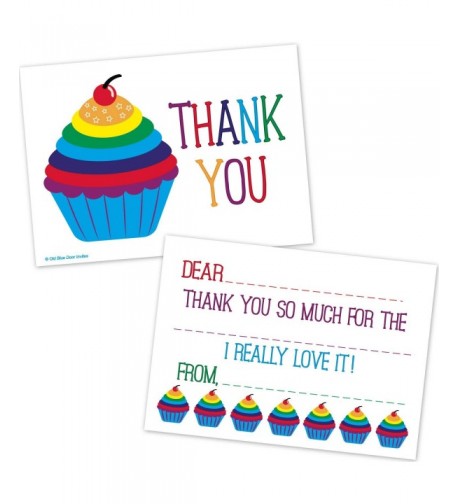 Rainbow Cupcake Kids Thank Cards