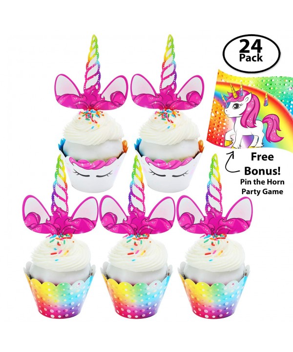 Unicorn Cupcake Toppers Wrappers Party