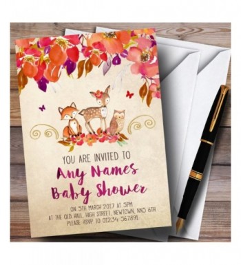 Bright Floral Woodland Animals Invitations