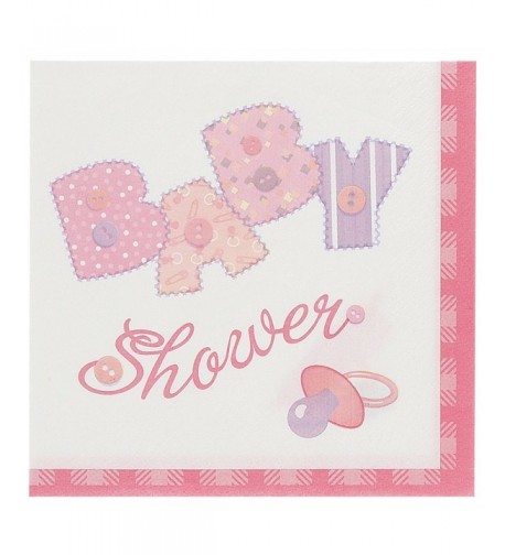 Pink Stitching Shower Luncheon Napkins