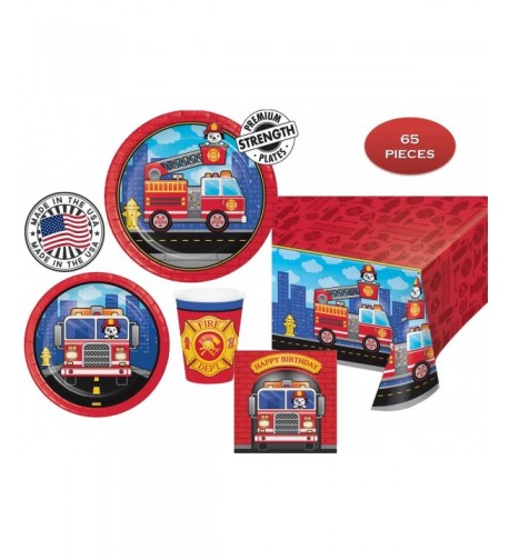 FLAMING FIRETRUCK Birthday Napkins Tablecover