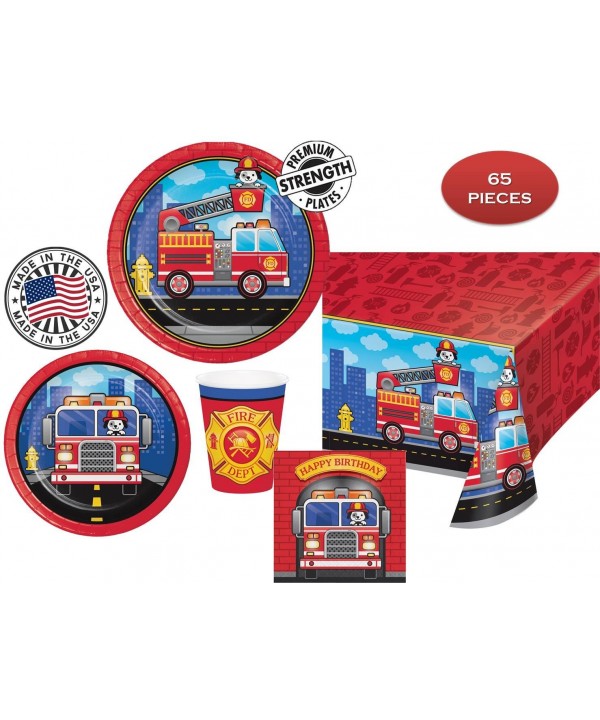 FLAMING FIRETRUCK Birthday Napkins Tablecover