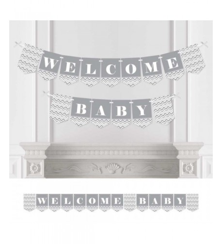 Chevron Gray Bunting Decorations Welcome