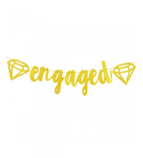 Engaged Gold Glitter Banner Diamond