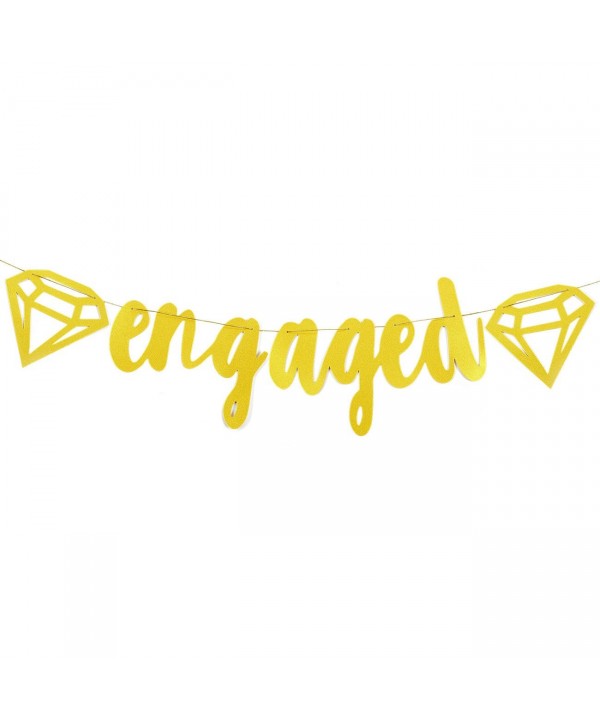 Engaged Gold Glitter Banner Diamond