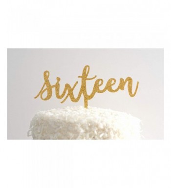 Sixteenth Birthday Gold Glitter Topper