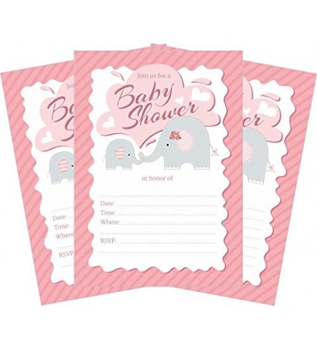 Elephant Pink Baby Shower Invitations