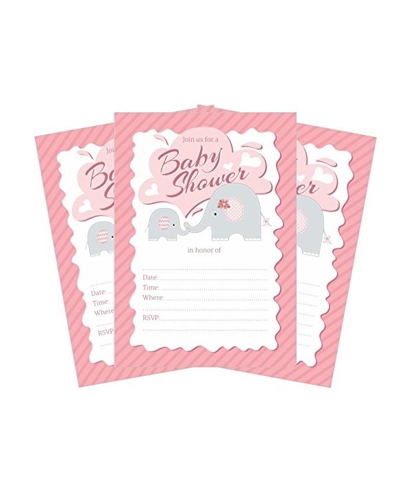 Elephant Pink Baby Shower Invitations