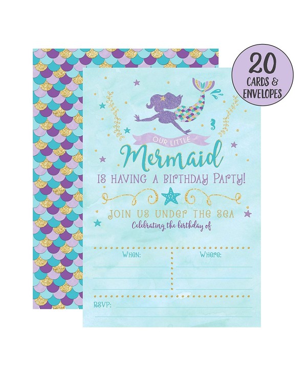 Mermaid Birthday Invitations Party Envelopes