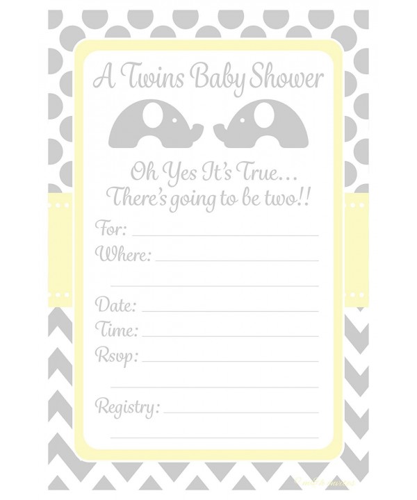 Twins Shower Invitations Elephant Design x