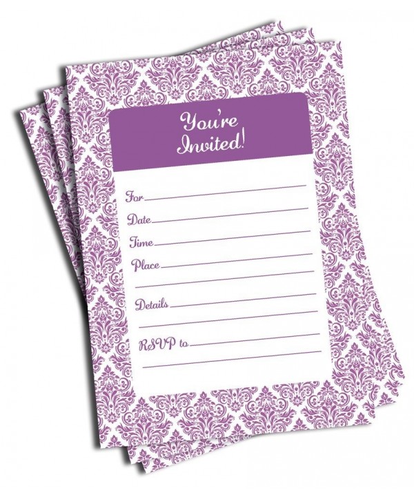 Purple Damask Invitations Envelopes Large