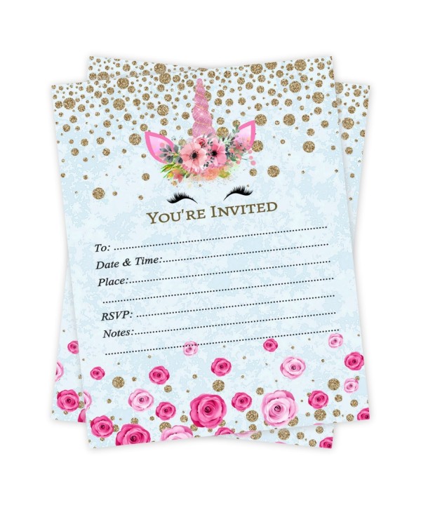 Unicorn Birthday Invitations Count Envelopes