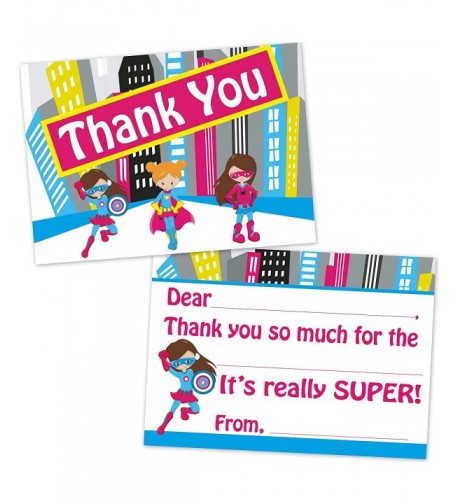 Girls Superhero Birthday Thank Envelopes
