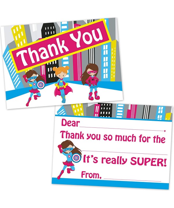 Girls Superhero Birthday Thank Envelopes