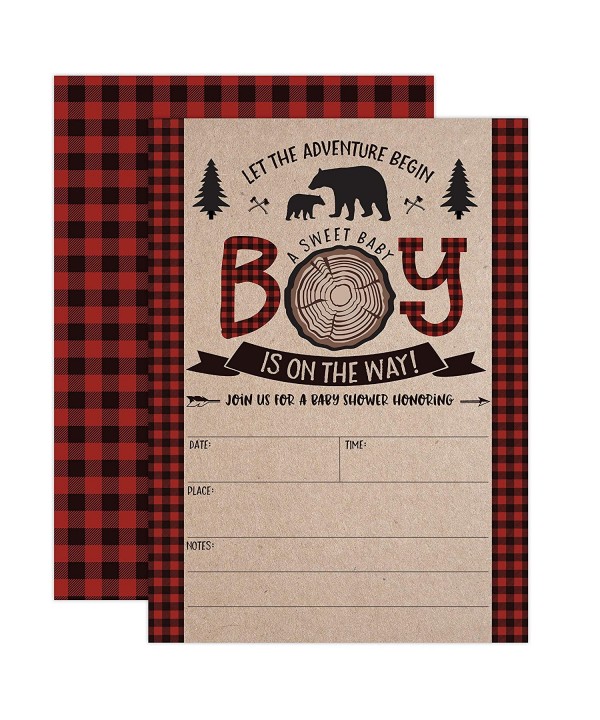 Lumberjack Invitations Invites Woodland Envelopes