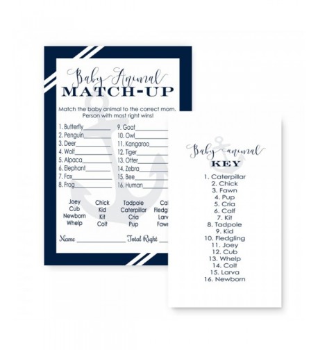 Nautical Shower Animal Match Cards