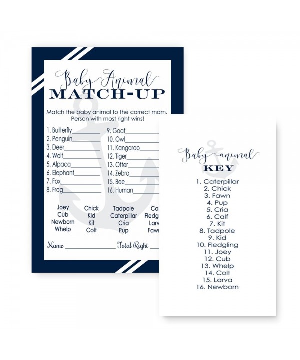 Nautical Shower Animal Match Cards