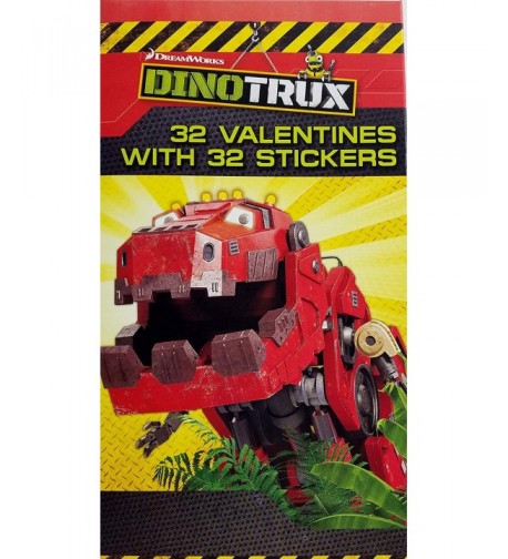 DinoTrux 32 Valentines Stickers