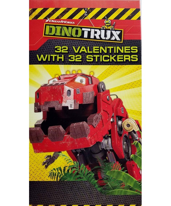 DinoTrux 32 Valentines Stickers