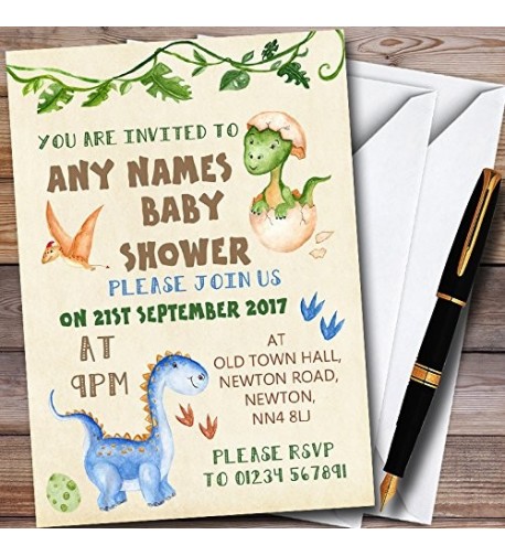 Watercolour Dinosaur Personalized Shower Invitations