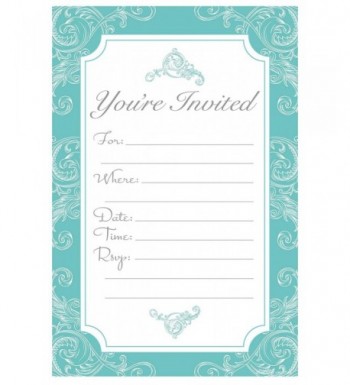 Elegant Turquoise Fill Invitations Engagement