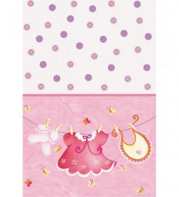 Pink Clothesline Shower Plastic Tablecloth