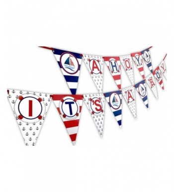 Ahoy Nautical Shower Banner Pennant