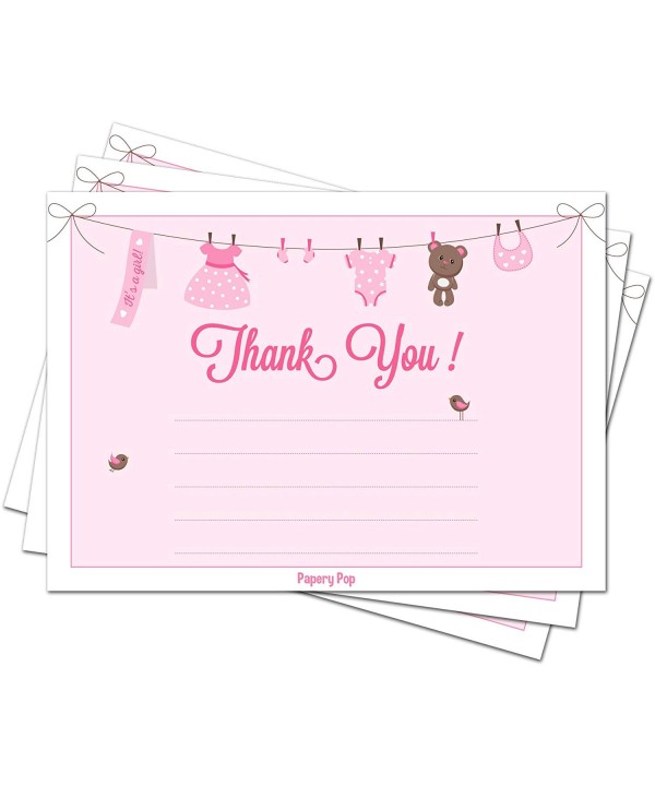 Shower Thank Cards Girls Envelopes