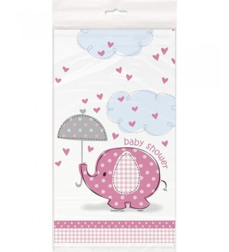 Pink Elephant Shower Plastic Tablecloth