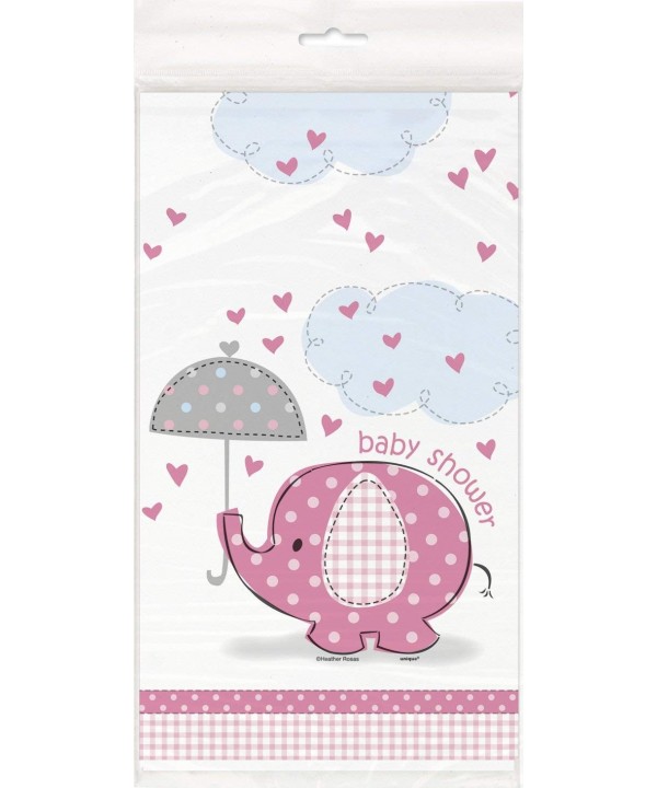 Pink Elephant Shower Plastic Tablecloth