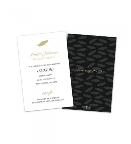 Gold Feather Persoanlized Graduation Invitations