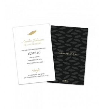 Gold Feather Persoanlized Graduation Invitations