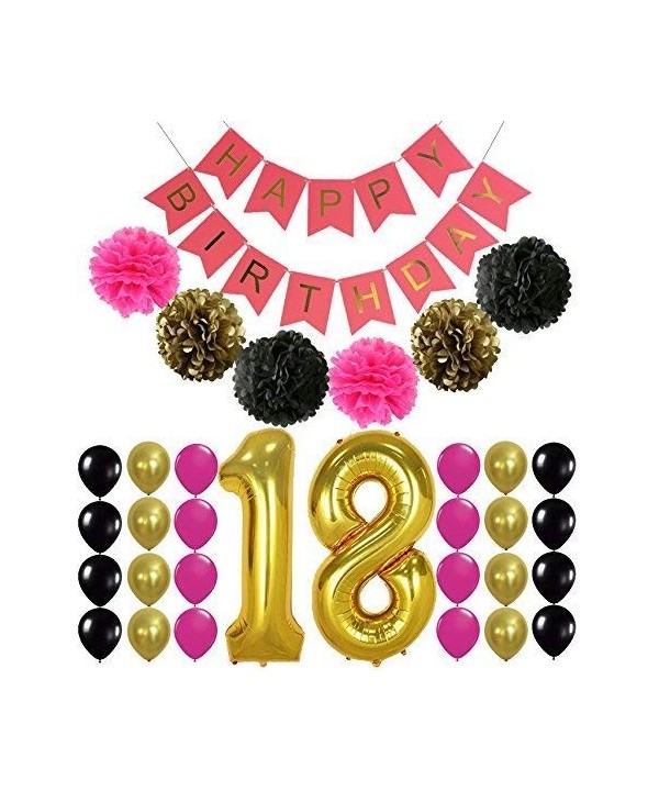 18th BIRTHDAY BANNER POMPOM DECORATIONS