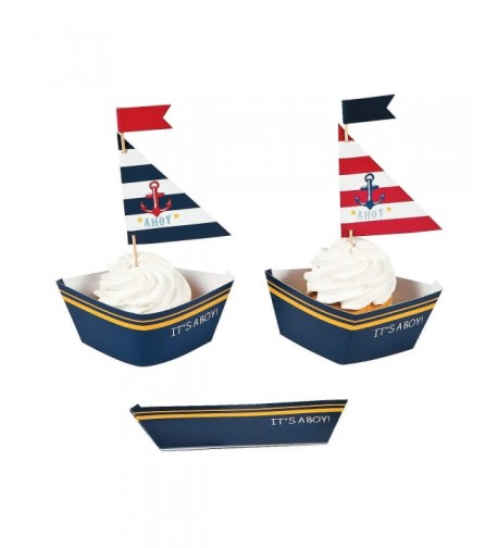 Nautical Shower Cupcake Collars Decoration