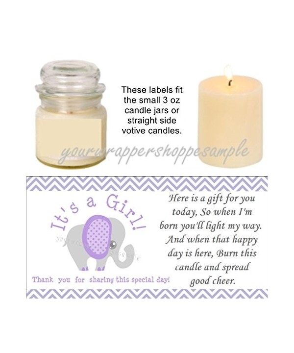 Purple Elephant Shower Candle Labels
