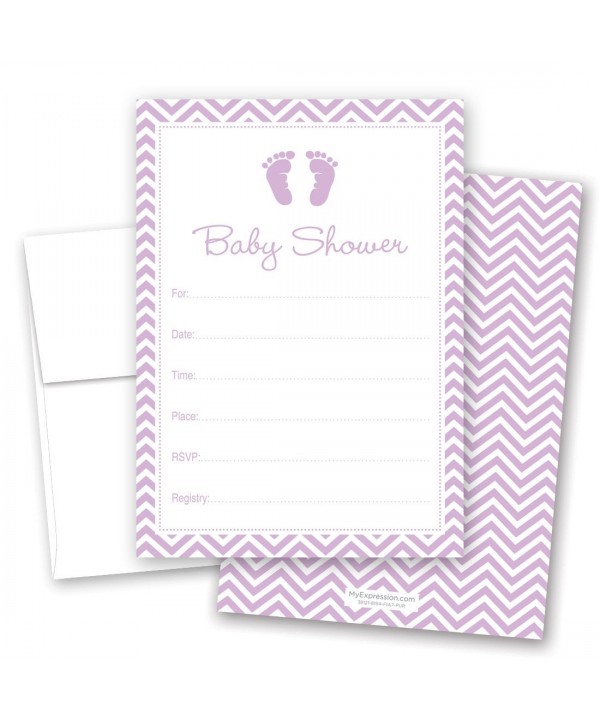 Purple Footprint Fill Shower Invitations