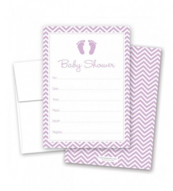 Purple Footprint Fill Shower Invitations