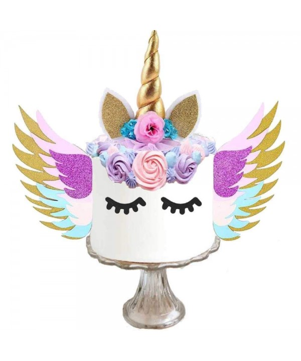 Unicorn Cake Topper Wings Eyelashes