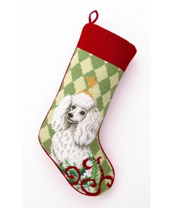 White Poodle Christmas Stocking Needlepoint