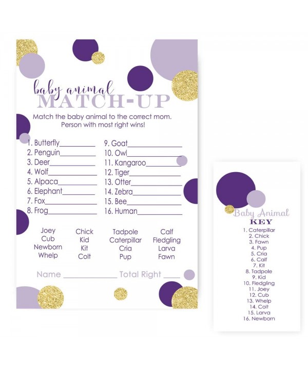 Purple Animal Match Shower Cards