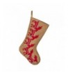 Reindeer Bells Burlap Christmas Stocking