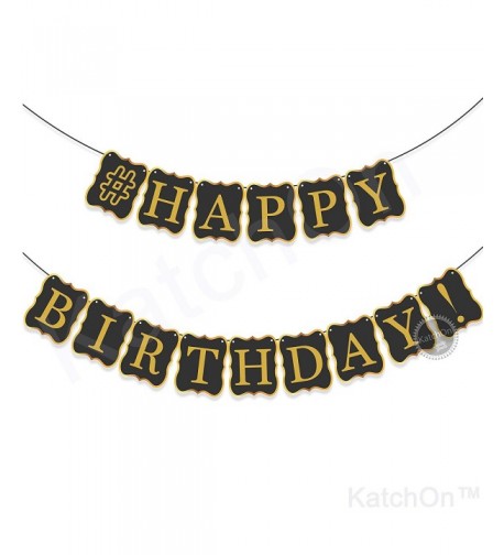 BLACK HAPPY BIRTHDAY BANNER DECORATIONS