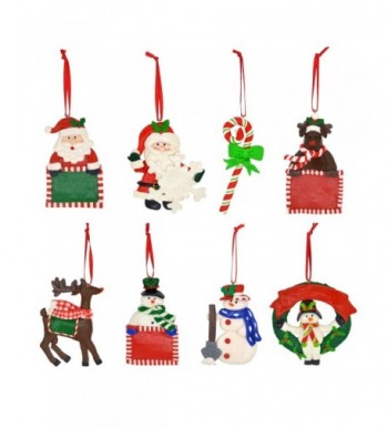 8 Peice Jumbo Christmas Tree Ornament Clay Figurine Holiday Stocking ...