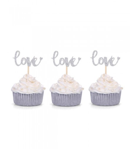 Glitter Cupcake Toppers Wedding Engagement