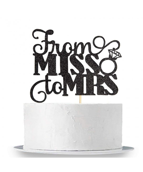 Black Glitter Miss Cake Topper