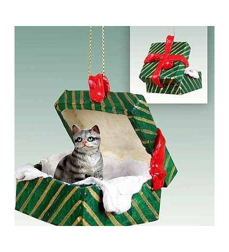 Tabby Christmas Ornament Silver Shorthaired