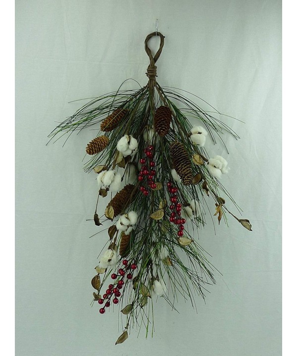 Christmas Cotton Pinecone Garland Teardrop