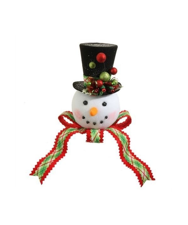 RAZ PLAID SNOWMAN HEAD Topper