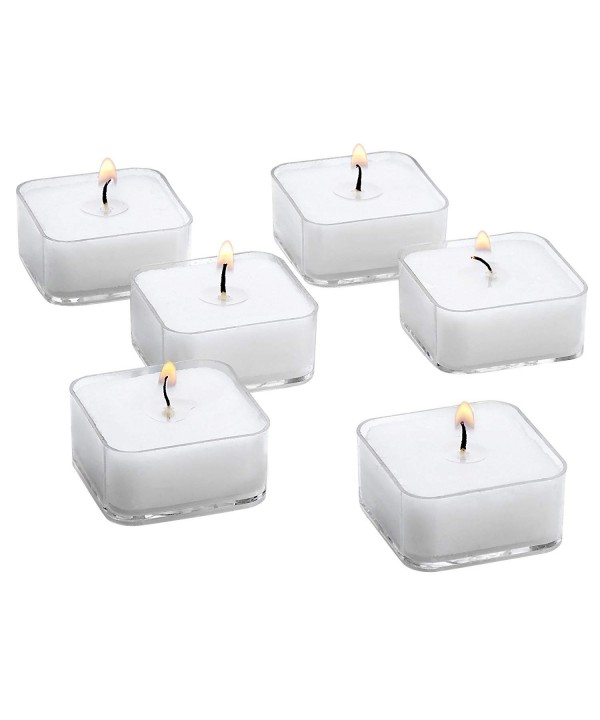 White Square Tealight Candles Clear